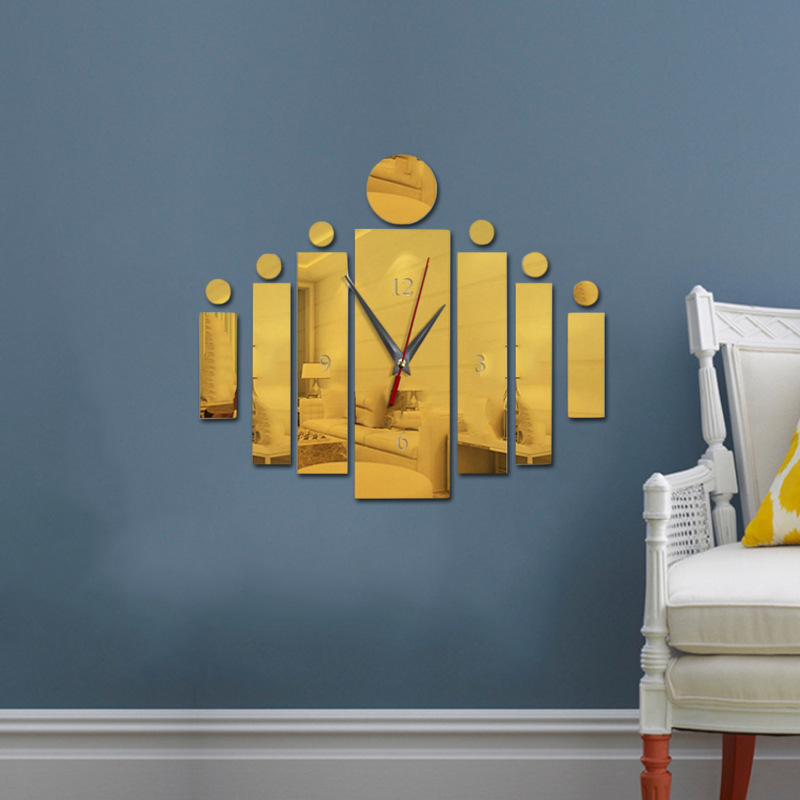 Crystal three-dimensional acrylic home living room background wall sticker clock creative decoration painting_voghion.com