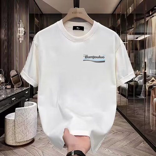 Summer heavy-duty pure cotton short-sleeve t-shirt for men, trendy brand, ins loose casual round neck printed shirt, Hong Kong-style fashion half-shirt