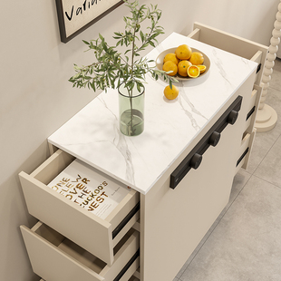 Cream-Style Island Cabinet Dining Table Side Cabinet Restaurant Movable Narrow Cabinet Small Apartment Island Double-Sided Storage Cabinet Six-Drawer Cabinet