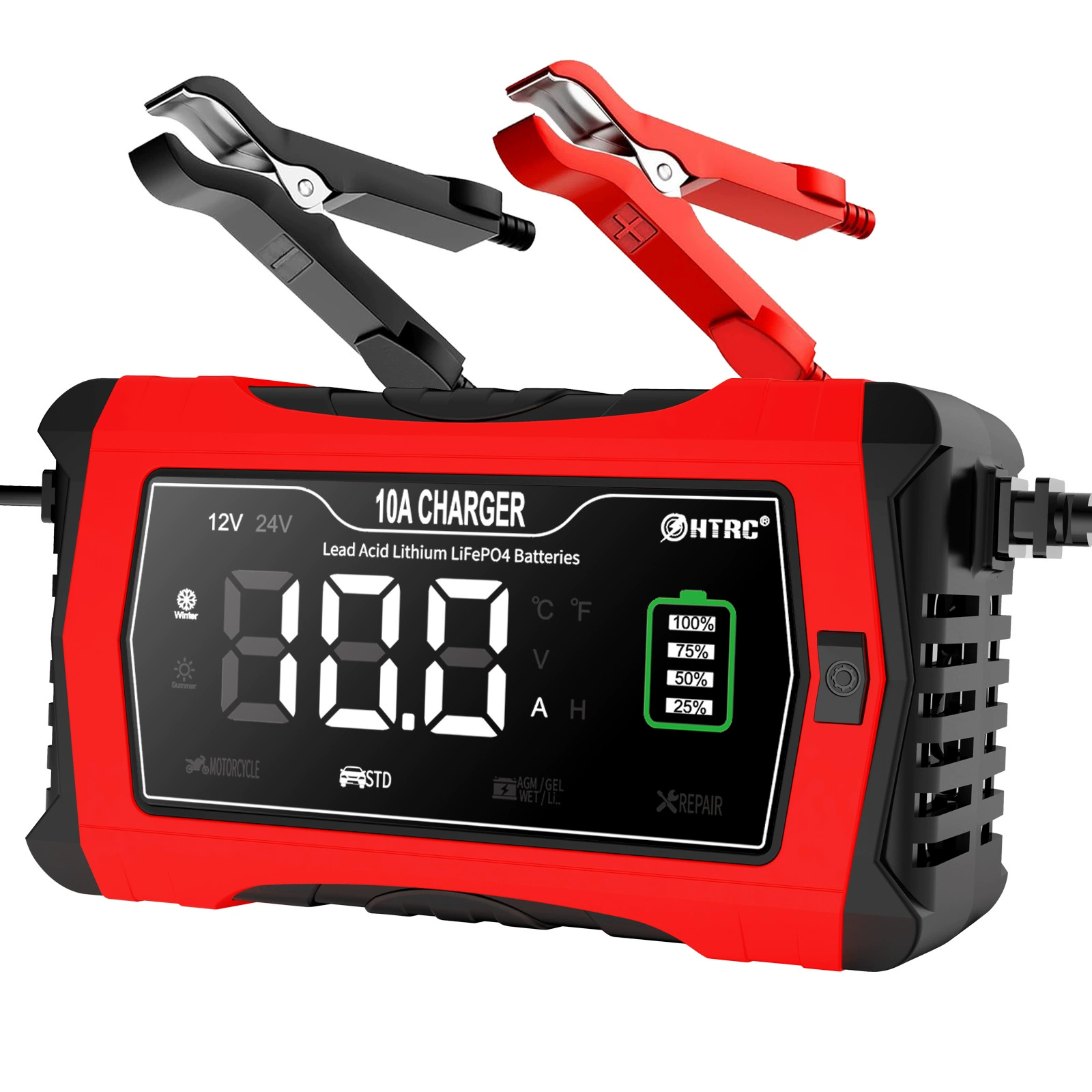 10A автомобиль мотоцикл аккумуляторное зарядное устройство 12V24V свинцово-кислотная литиевая батарея AGM Smart ремонт зарядное устройство