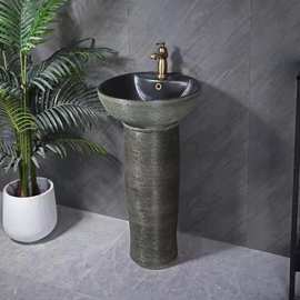 立柱盆洗手盆落地式小户型卫生间带龙头孔洗脸盆阳台陶瓷洗漱台