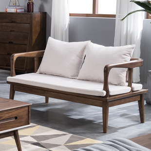 Small Apartment Winter and Summer Dual-use Ash Full Solid Wood Sofa Modern Simple Double New Chinese-style Three-person Living Room Furniture