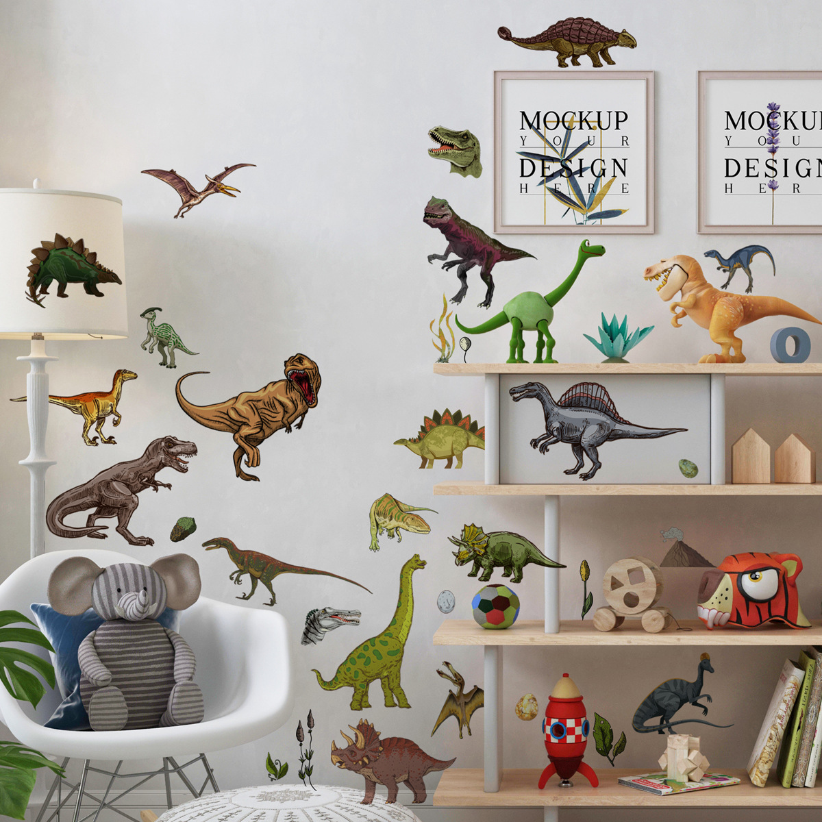 YC4011-ZC cartoon dinosaur luminous wall stickers bedroom children's room decoration self-adhesive decorative wall stickers manufacturers