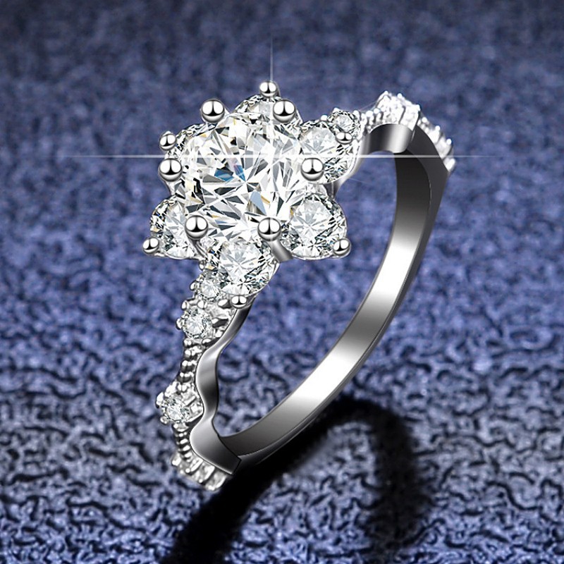 Moissanite anillo 1/3/5 quilate pulsera de lujo estrella chica fábrica al por mayor vivo 925 plata esterlina anillo femenino