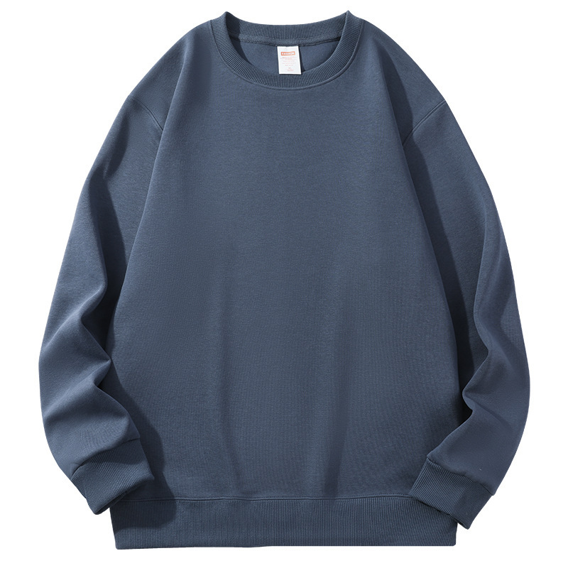 290g suéter de hombre pesado de gran tamaño cuello redondo algodón suelto casual de otoño e invierno camisa de fondo de color sólido marca de moda