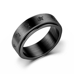 Wholesale Jewelry Stainless Steel Rotating Six-character Mantra Ring Nihaojewelry display picture 1