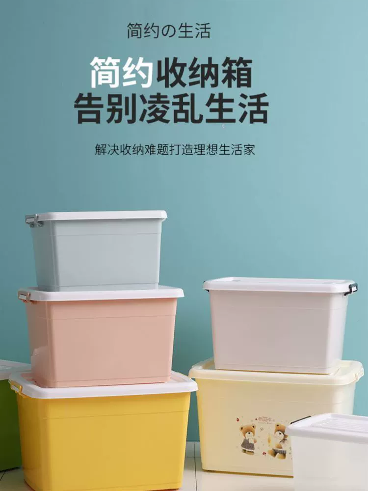 Plastic storage box, storage system, duvet