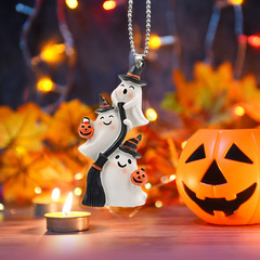 ハロウィン 3 つの白いかわいいゴースト カボチャ キーホルダー ペンダント アクリル バックパック ペンダント ハンギング オーナメント