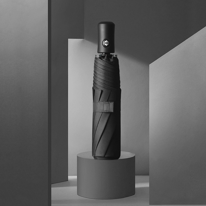 Full-Automatic Solid Color Eight-Bone Umbrella for Men and Women Students Black Glue Sun Protection UV Protection Dual-Use Three-Fold Advertising Umbrella Sunny Umbrella