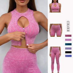 アマゾンの爆発物シームレスヨガ服セット美背フィットネス服ヒップアップ弾力ヨガ服タイトなスポーツウェア女性