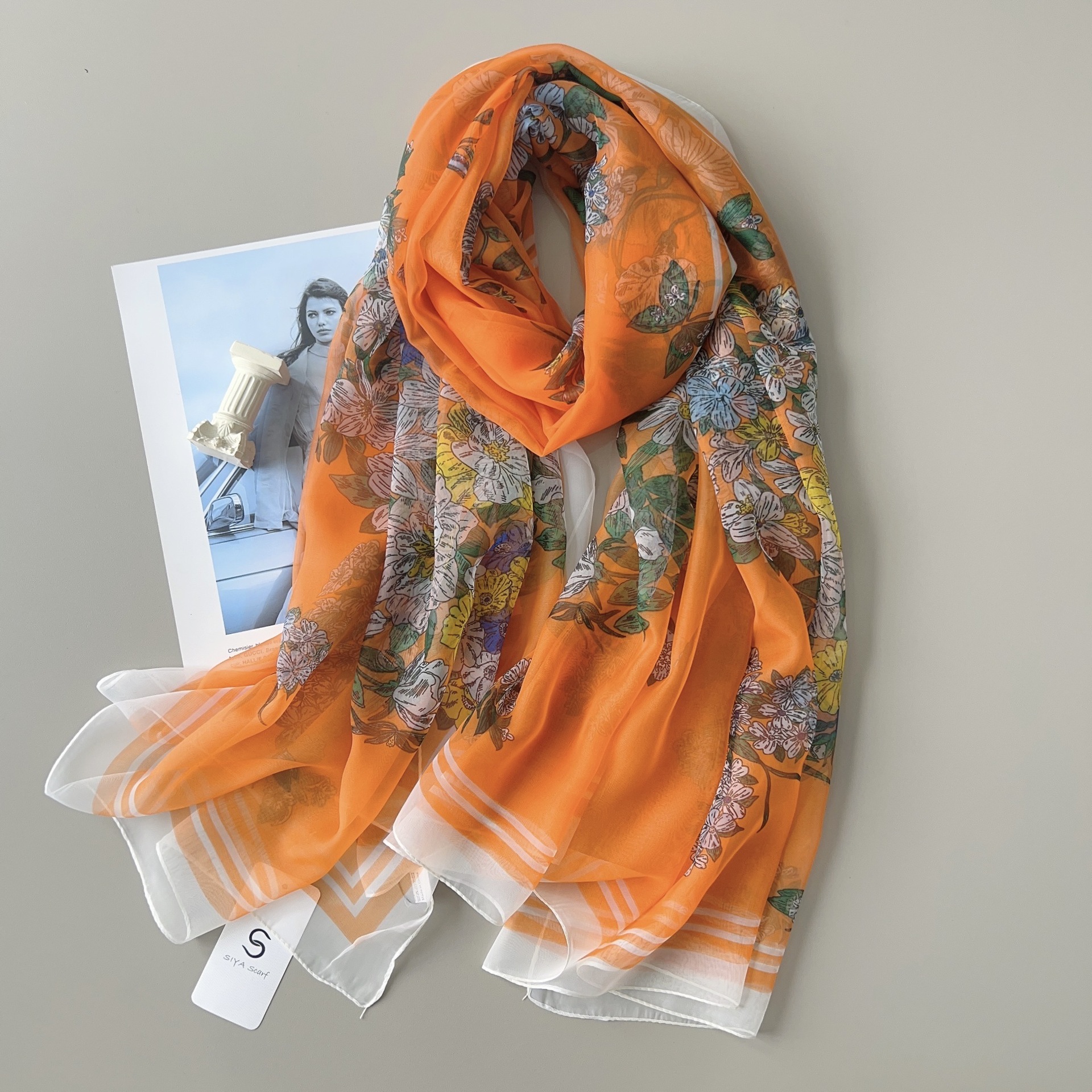 2025 nuevo producto Yourou bufanda de gasa protección solar larga toalla de playa versátil vacaciones viaje foto bufanda de seda chal