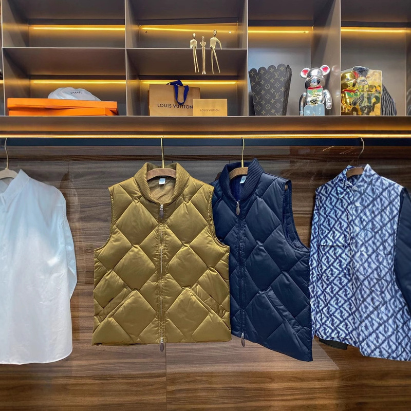 Clearance Sale: New Autumn/Winter Fashion Diamond Quilted down Vest for Men, Knitted Lapel Zipper Sleeveless down Jacket