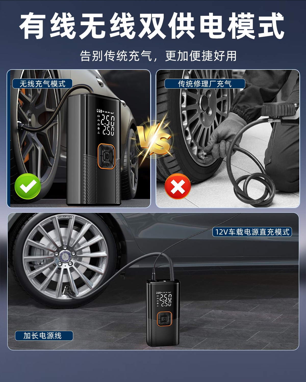 Car-mounted air pump, exclusively for cross-border sales, wireless digital display model, multifunctional air pump for cars, bicycles, and electric inflators