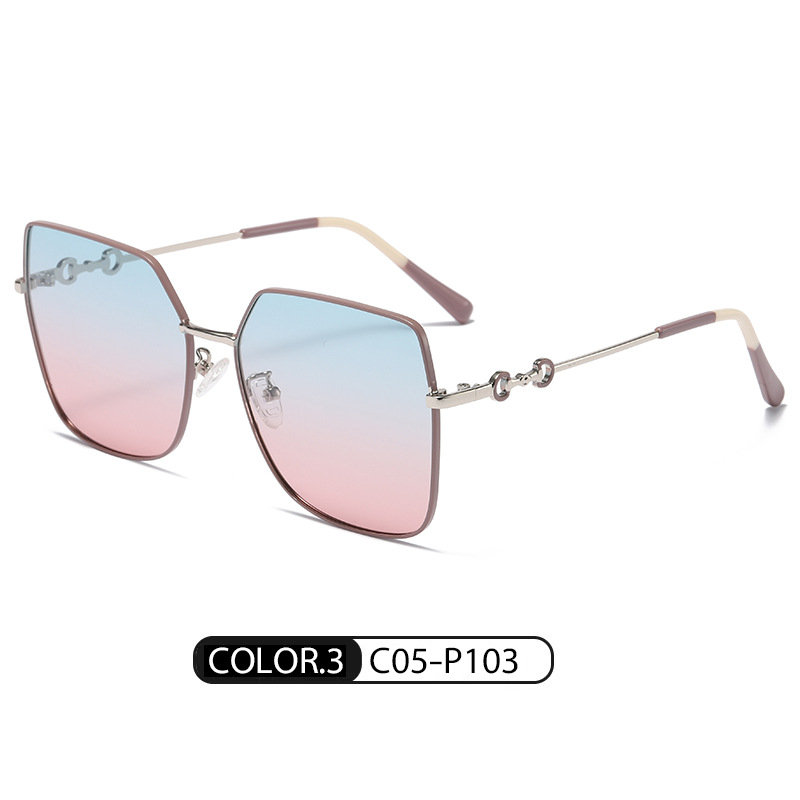 2022 nuevas gafas de sol de las mujeres de metal marco grande gafas de sol lisas Daren Live Venta caliente moda gafas de sol polarizadas