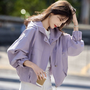 Short Hooded Commuter Jacket for Women, New Spring and Autumn Style, Petite Loose Casual Jacket Top
