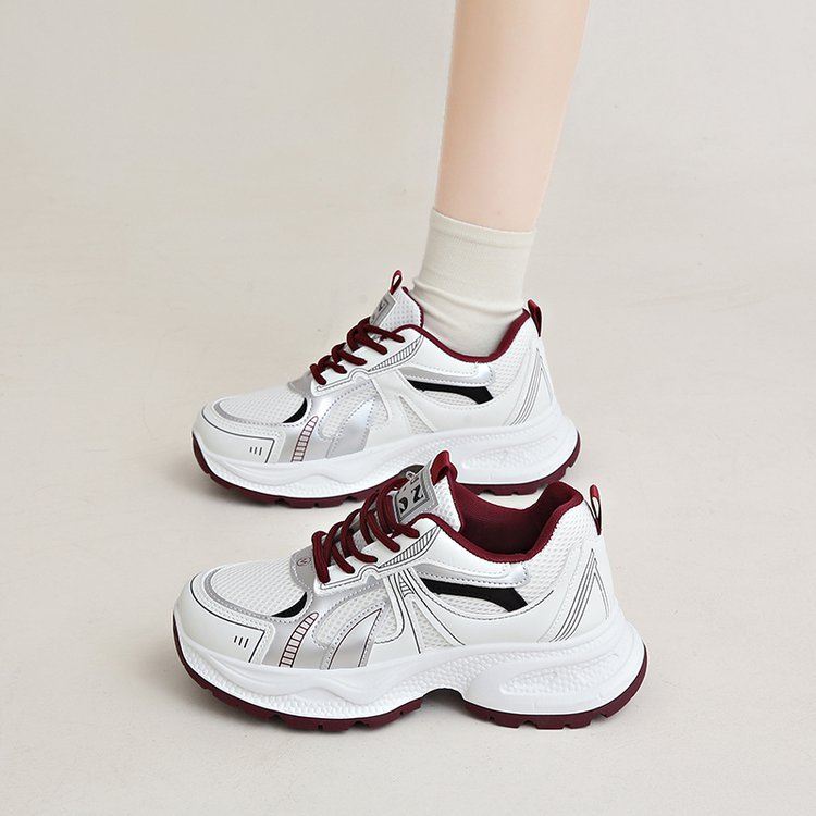 Student's Thick-soled Torre Shoes Women's 2025 Spring New Hong Kong-style Women's Sports Shoes Increased Casual Mesh Shoes