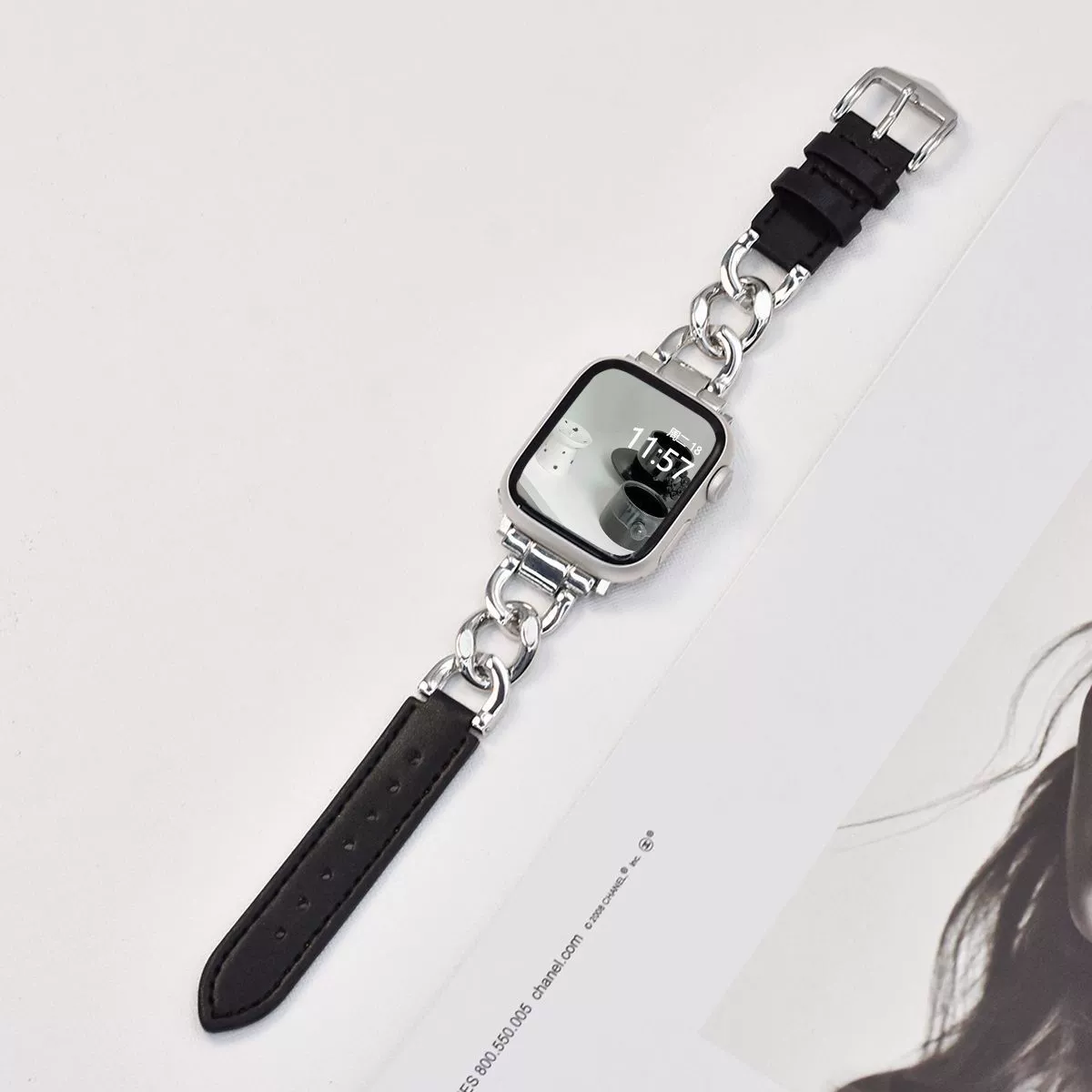 Подходит для Apple Watch S10 Ultra, ремешок для маленького аромата iWatch987654, деним цепочка