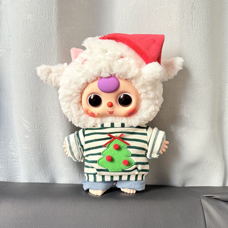Green striped red hat Christmas and New Year suit