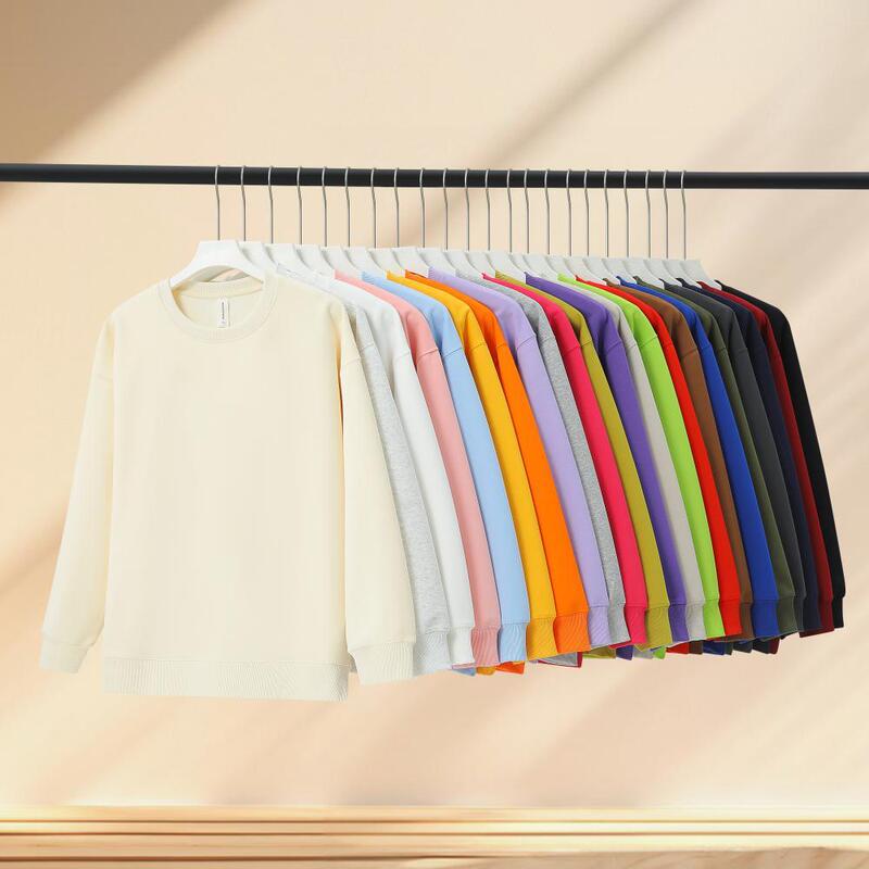 Huamian's New Round Neck Sweatshirt 400g Off-Shoulder Loose Men's and Women's Pure Color Basic Versatile Sweatshirt Can Be Customized