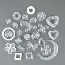 厂家直销亚克力透明白色串珠爱心斜方底胚diy手工串珠笔配件材料