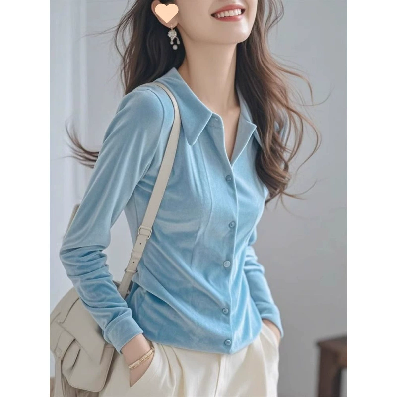 Осенняя корейская уникальная шикарная маленькая рубашка высокого уровня