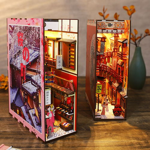 Qiaolexing diy cabin wine fragrance alley 3d three-dimensional assembled bookend house model creative adult decompression gift