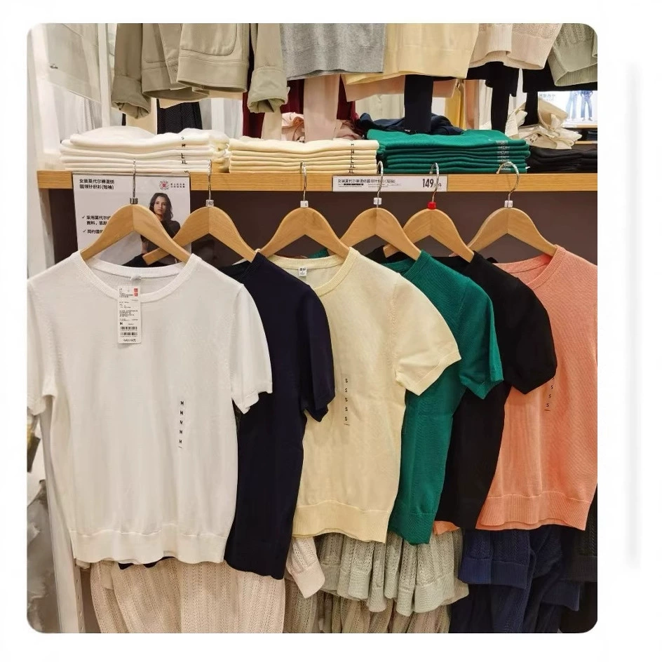 Женский свитер с круглым вырезом из смеси хлопка, базовая рубашка с коротким рукавом и круглым вырезом, 25 лет, новый стиль 474983.