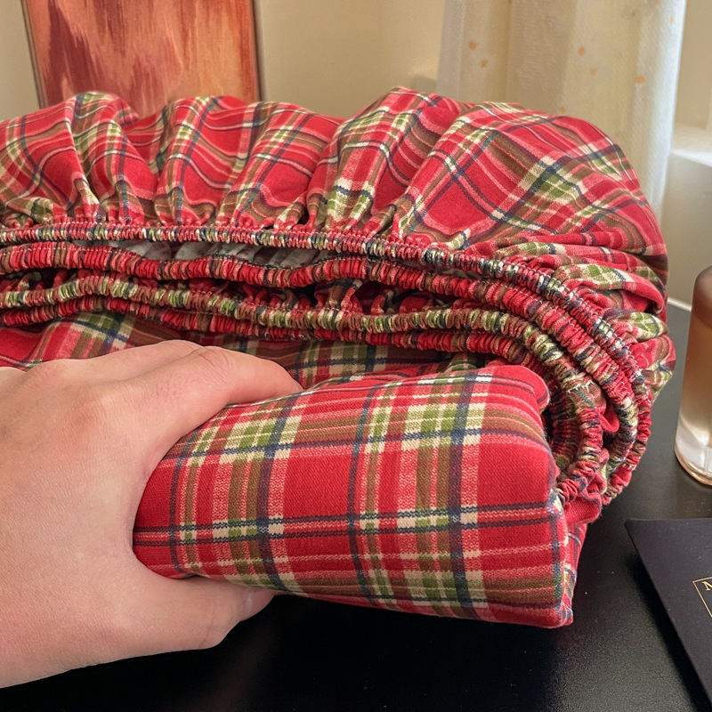 2025 nuevo estilo Clase A de algodón de grado materno e infantil Hilo de una sola capa a cuadros Sencillo de cama de textiles para el hogar Nantong simple Funda de cama