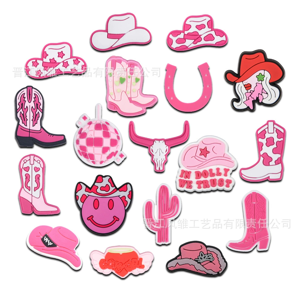 Fuchsia denim shoes, footwear buckle PVC, keychain, accessory, decorations