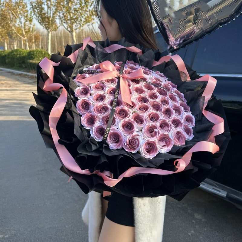 朵粉玫瑰花束纪念日生日惊喜情人节花束送女生永生花|undefined
