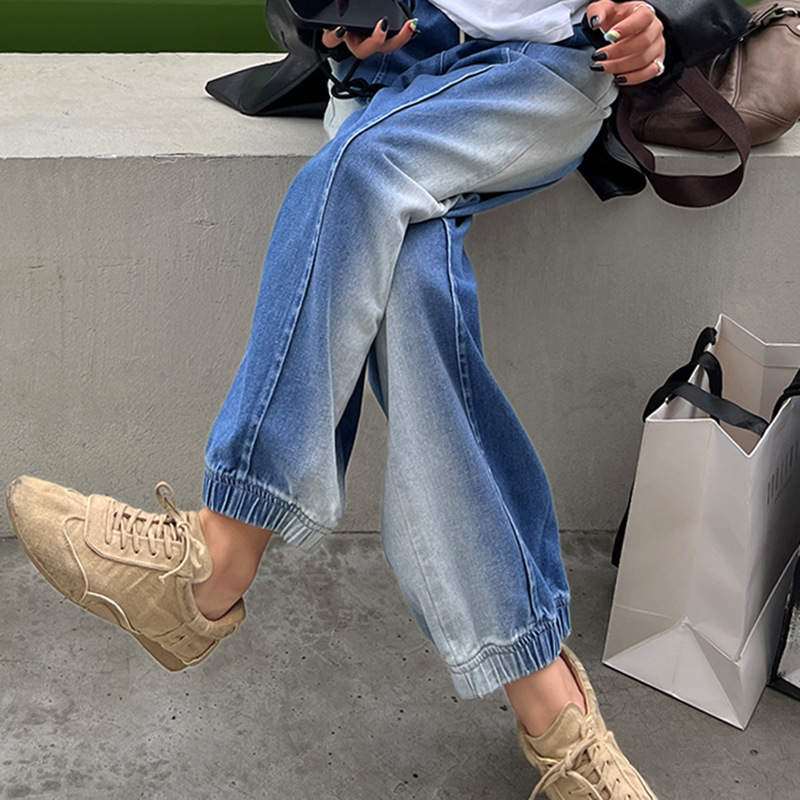 Washed Gradient Harlan Jeans Women's 2022 New Autumn Loose High Waist Slimming Casual Nipped Balloon Pants