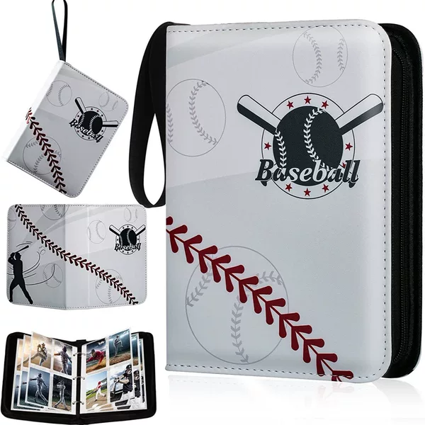 Four-square Baseball Card Book Large Capacity PU Zipper Loose-leaf Storage Card Bag Baseball Football Card 9-square Storage Book