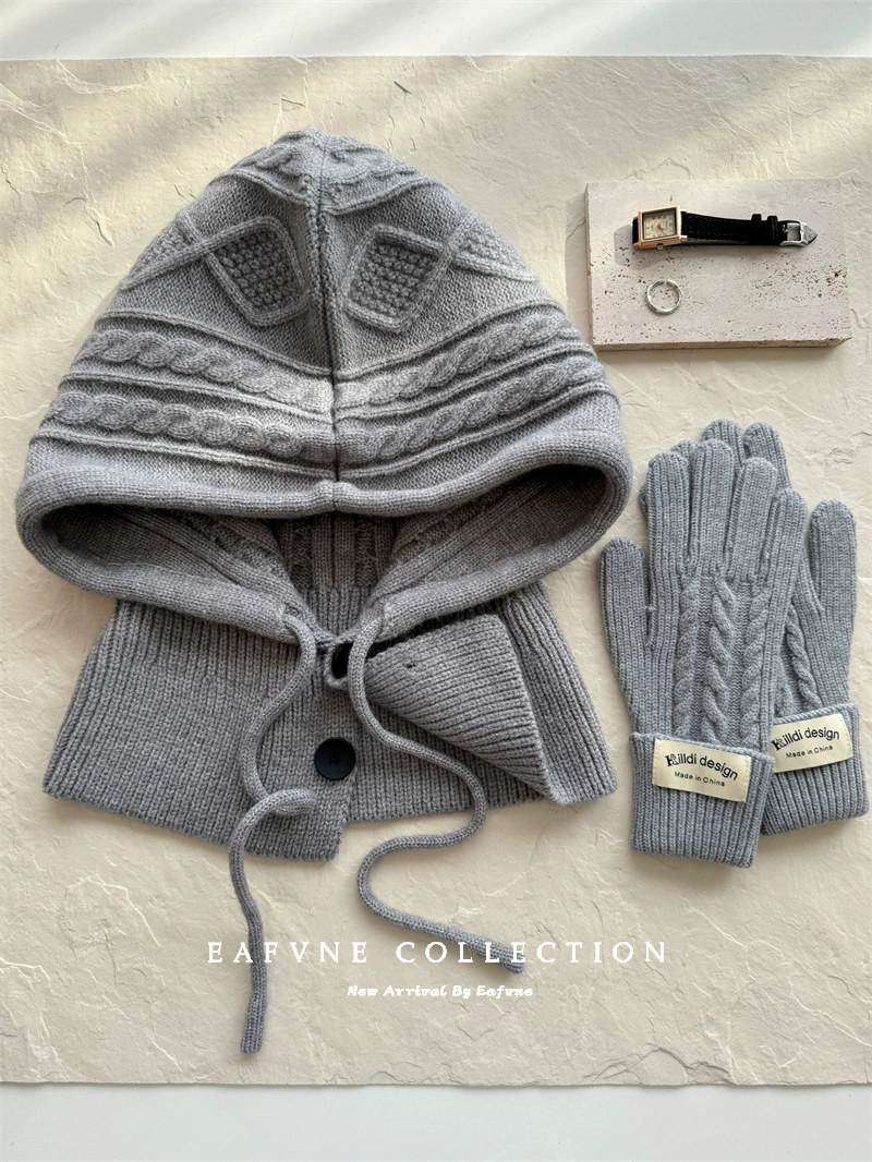 Retro winter keep warm scarf, woolen knitted hat, for beloved