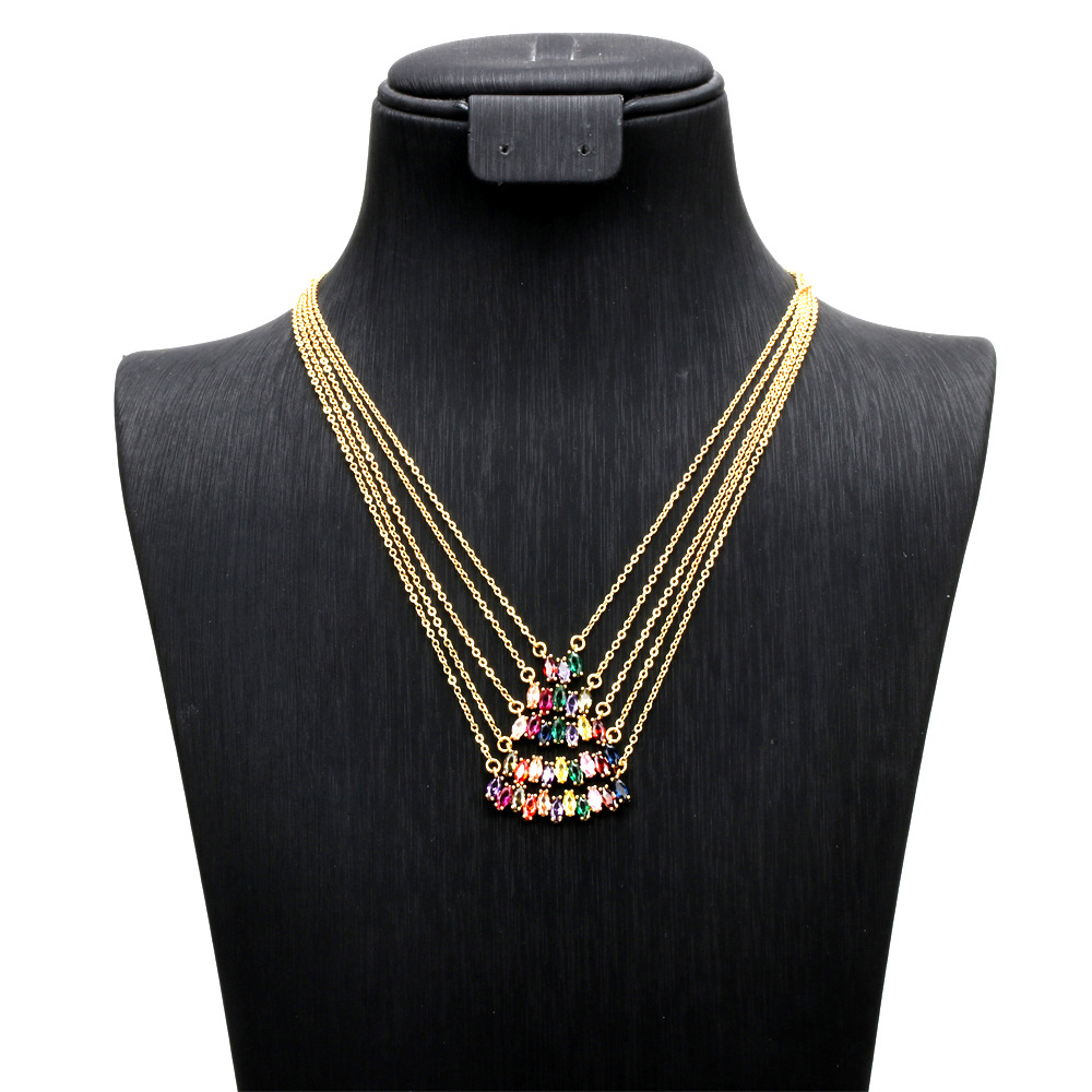 French Style Geometric Copper Pendant Necklace Plating Zircon Copper Necklaces