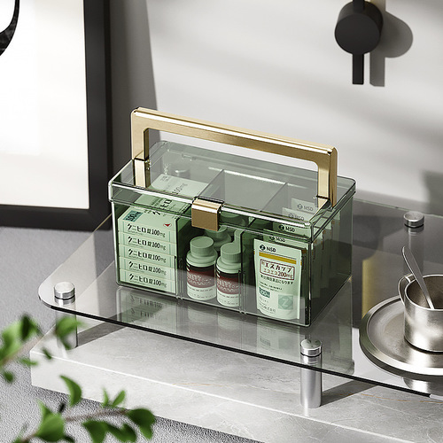 Light luxury transparent emergency medical kit Small portable multi-purpose storage box Portable medical kit medication organizer
