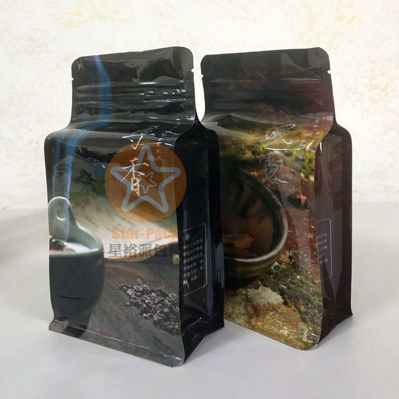 新款设计八边封自立自封茶叶礼品袋 防潮避光纯铝绿茶自封袋