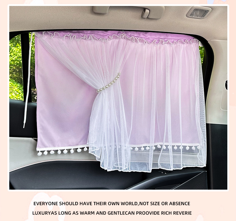 Car Sunshade Curtain for Summer, Suction Cup Type Sun Protection and Heat Insulation Curtain for Children's Cars, Creative Double-Layer Car Privacy Curtain