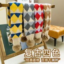 ins韩国儿童围巾秋冬洋气保暖男童女童宝宝冬天防风撞色交叉围脖