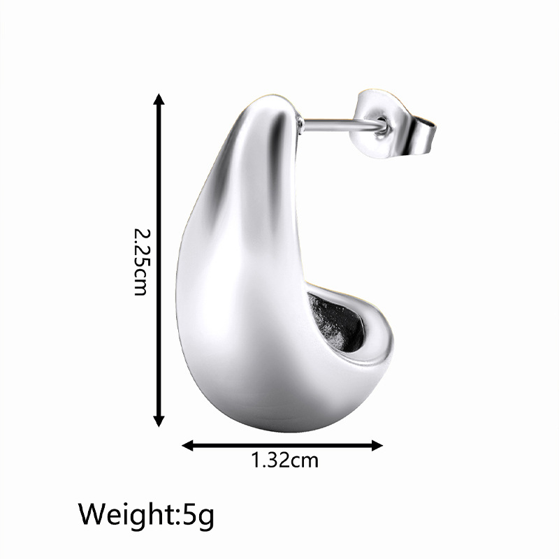 Transfronterizo europeo y americano simple todo-fósforo de las mujeres 18k de oro real de acero inoxidable pendientes de lujo de moda de alta gama