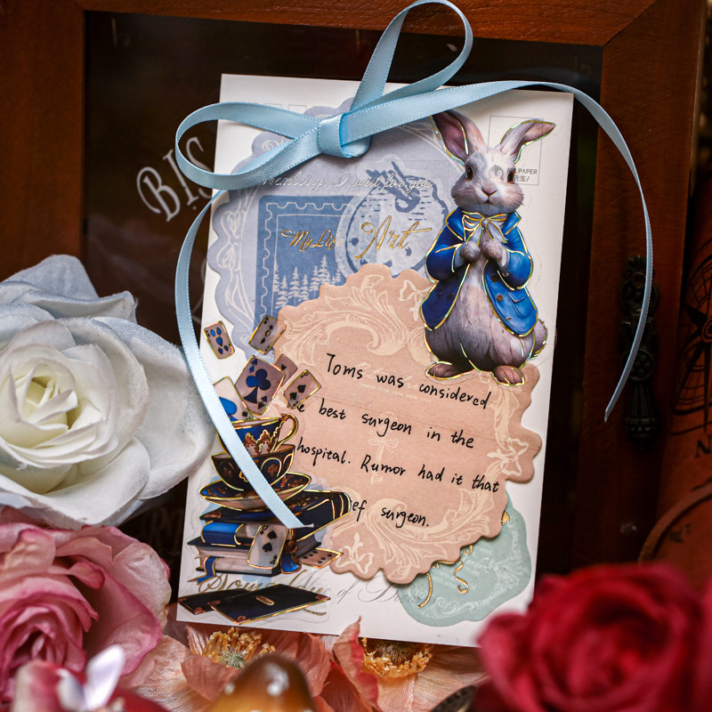 Papel Sr. Paquete de pegatinas grandes series de animación retro en el país de las maravillas materiales de cuentas de mano de película de corte de pegatinas