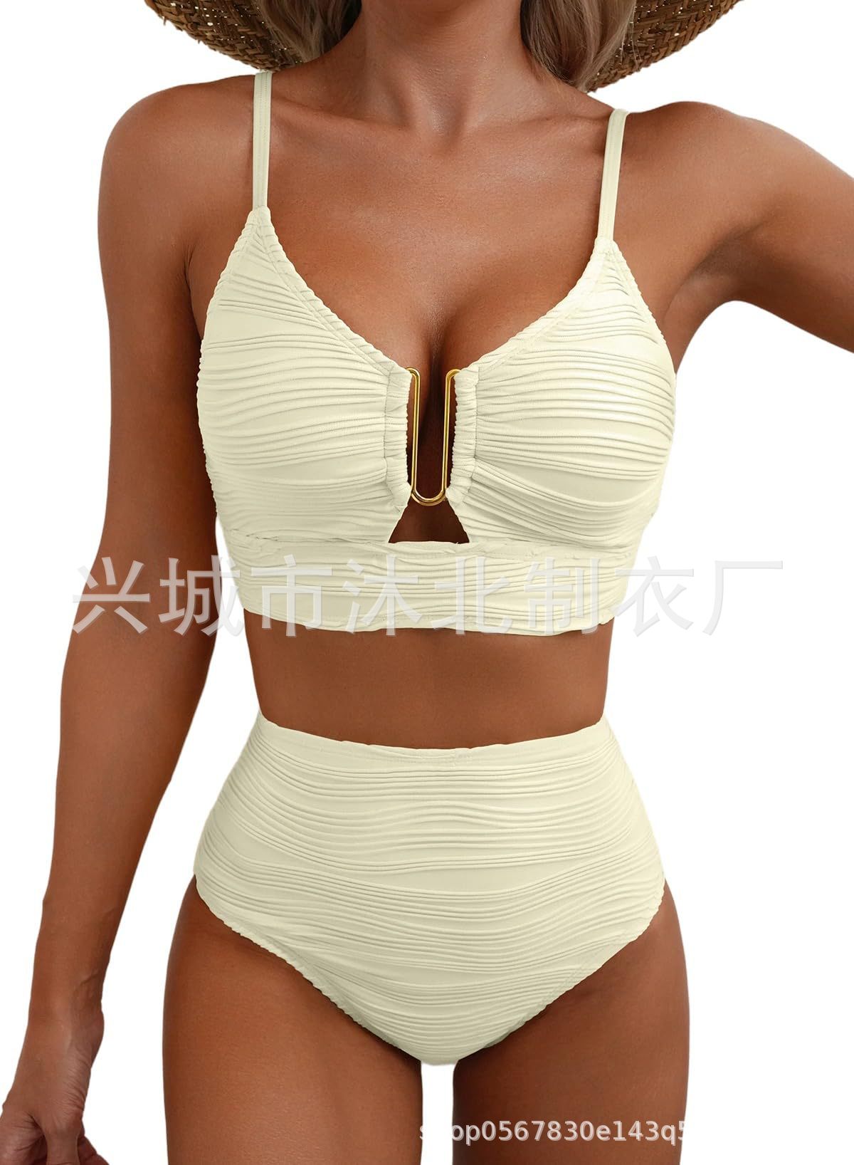 Bikini de Cintura Alta para Mujer de Poliéster para Natación y Fitness