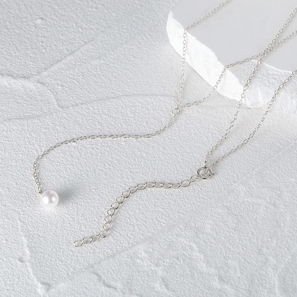 Street Occasion 925 Sterling Silver Material 925 Sterling Silver Cable Chain Plating Solid Color Pendant Necklace