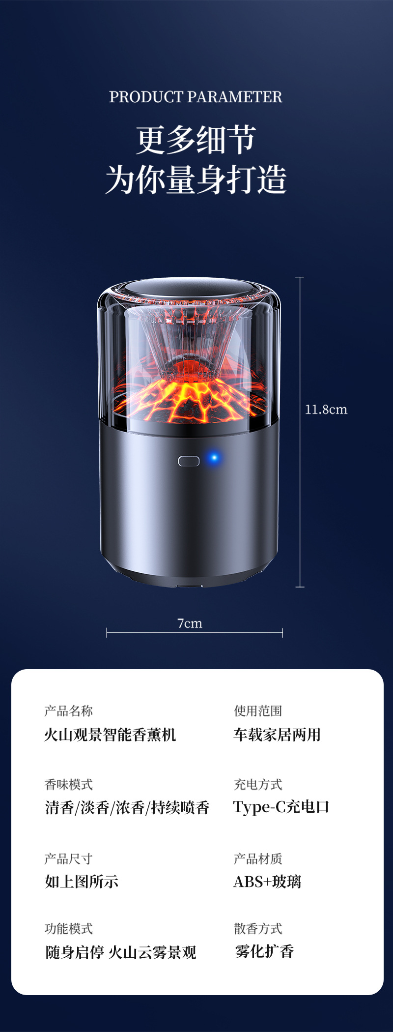 Volcano View Cloud Mist Car Fragrance, New Cross-Border Car Perfume Ornament, Luxury Car-Specific Perfume with Long-Lasting Scent