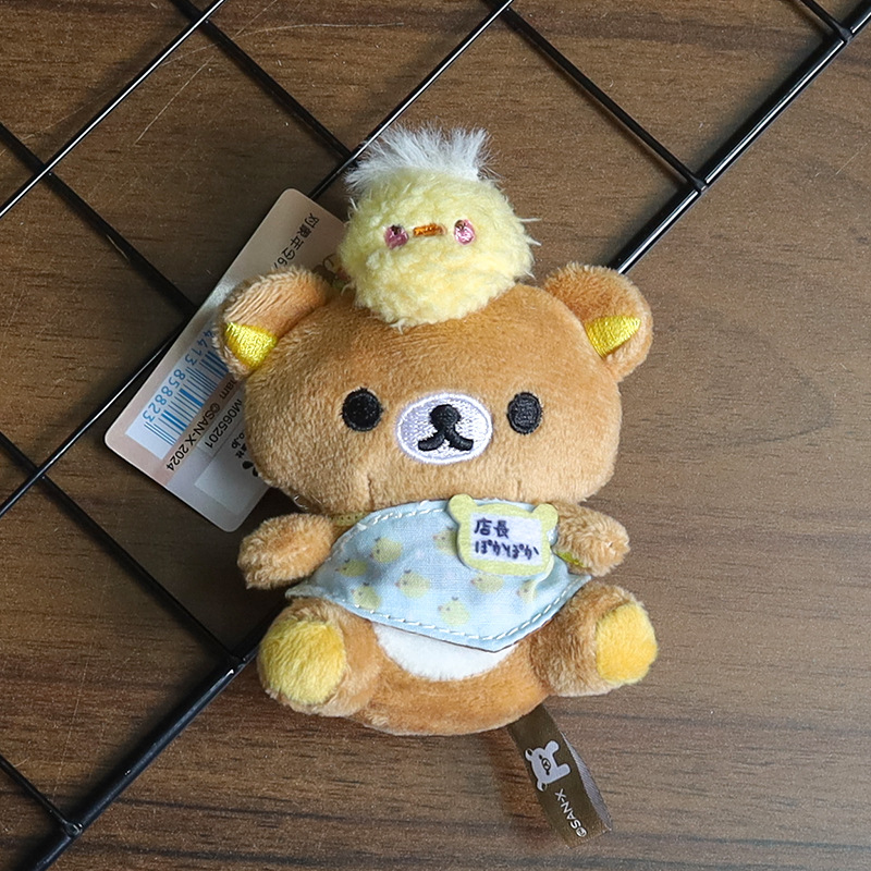 日系リラックマ20周年デパート店長ストラップ人形かわいい熊ミニぬいぐるみリュックサック飾り