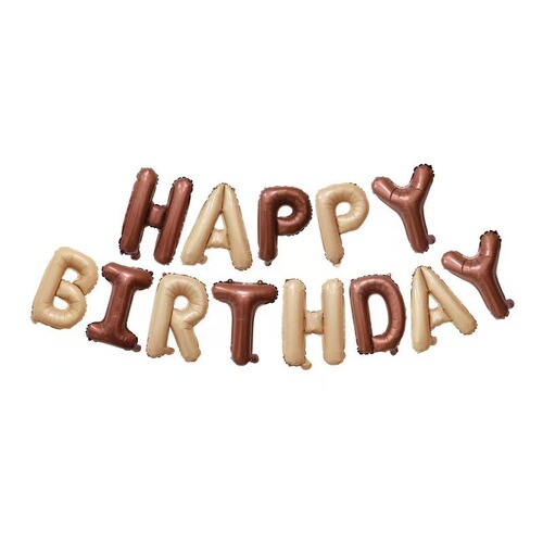 16-inch retro caramel coffee cream happy birthday happy birthday letter set apricot skin color