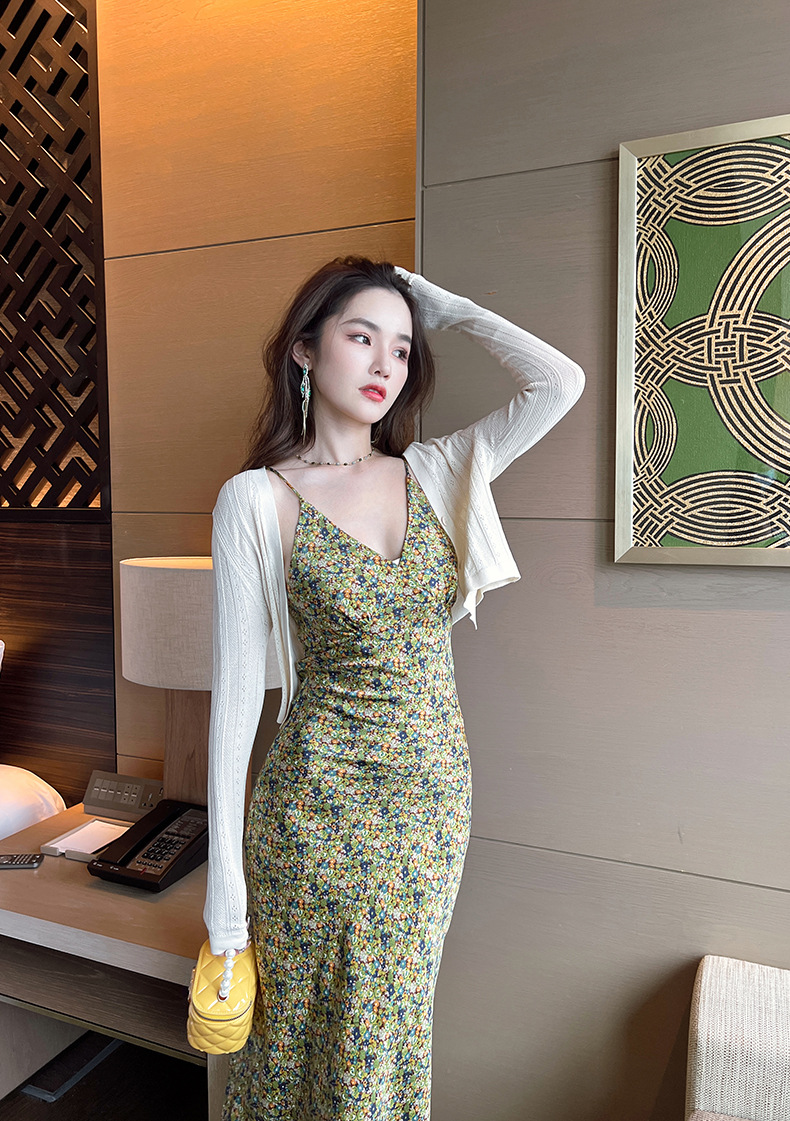 Áo cardigan nữ dệt kim mỏng chống nắng, tay ngắn, dáng suông, phối khăn choàng — Màu đen chi tiết 18