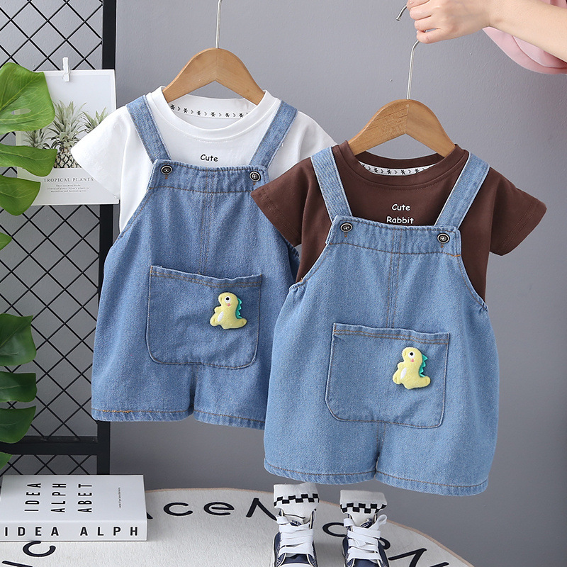 Boys summer short sleeve suit 2025 new children's fashionable summer pants two-piece baby tide wholesale