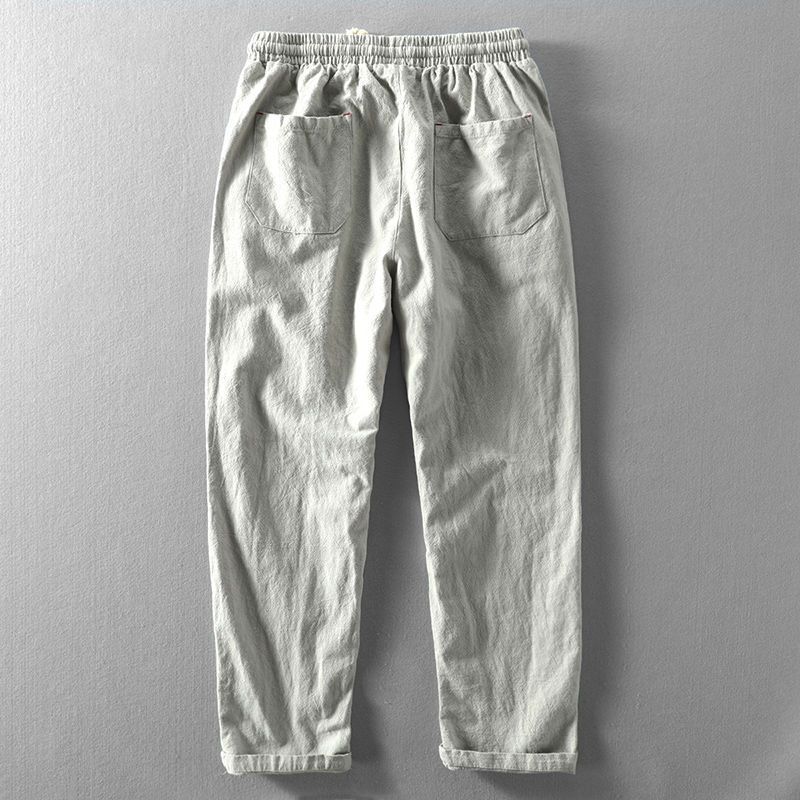 Summer Casual Pants for Men, Imitation Linen Loose Trousers, Straight Solid Color Versatile Imitation Linen Youth Korean Style Large Size Wide Leg Pants Summer Casual Pants for Men, Imitation Linen Loose Trousers, Straight Solid Color Versatile Imitation Linen Youth Korean Style Large Size Wide Leg Pants