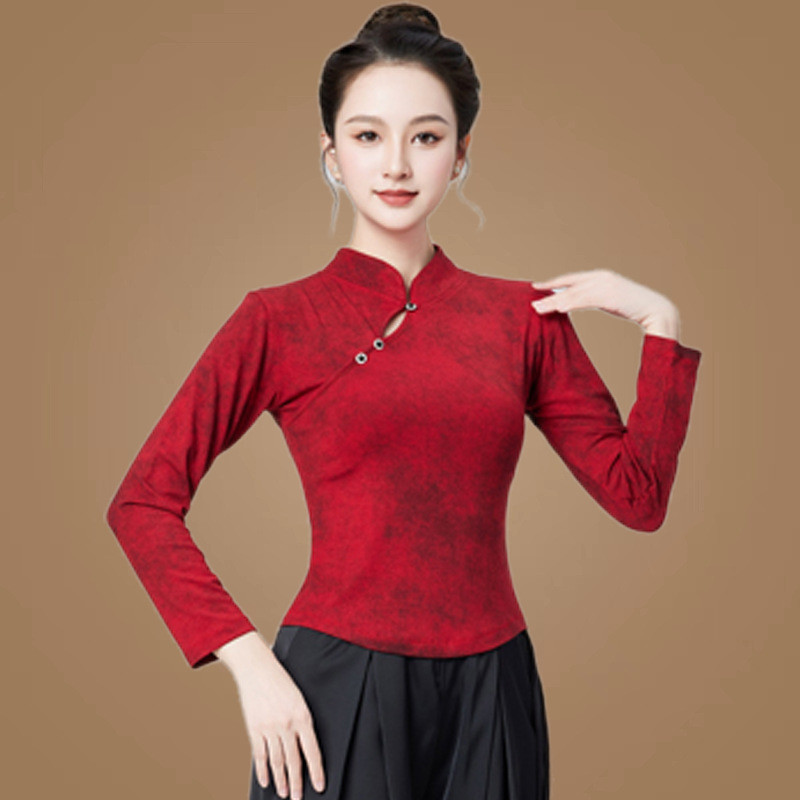 Maroon long-sleeved top