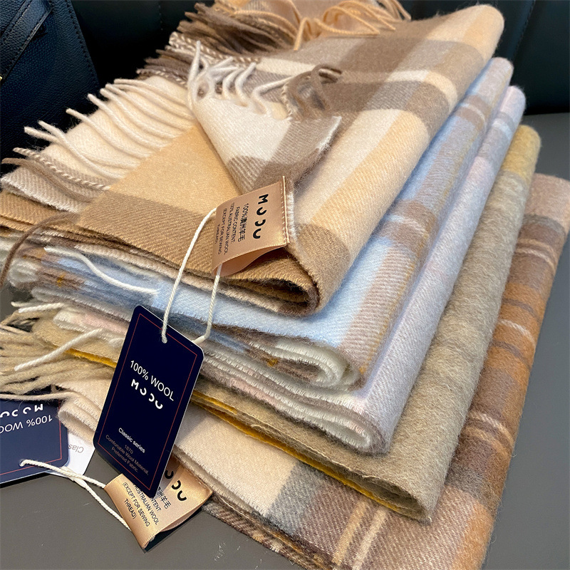秋冬澳洲wool纯羊毛围巾经典英伦围巾女男女通用情侣款保暖围脖